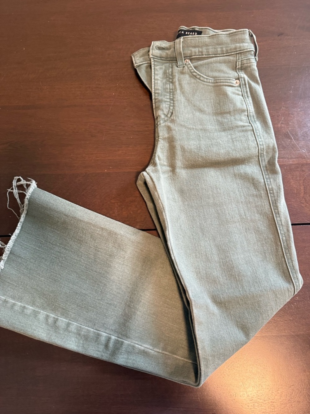 Veronica Beard “Carson” Olive Green Ankle  Flare High-Rise Jeans